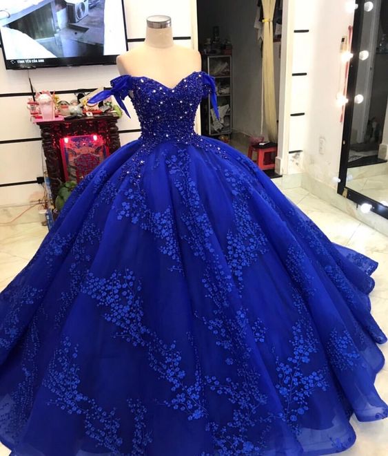 long blue ball gown evening Dress Prom Dress cg16523