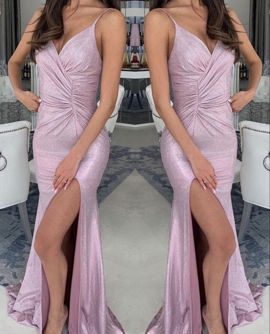 Glitzernde Brautjungfernkleider im Meerjungfrauen-Stil, Ballkleid cg16554