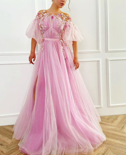 Langes Brautkleid mit Spitzenapplikationen, Ballkleid cg16582