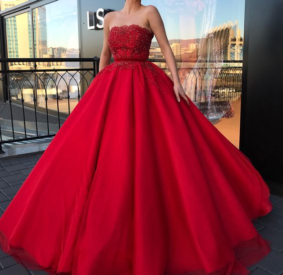 red Prom Dress,Ball Gown Red Prom Dress,Lace and Tulle Pageant Dress cg16595