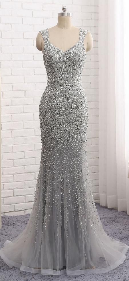 Fashion Mermaid Floor-Length Prom Dress with Full Beading,Long Formal Dress cg16603