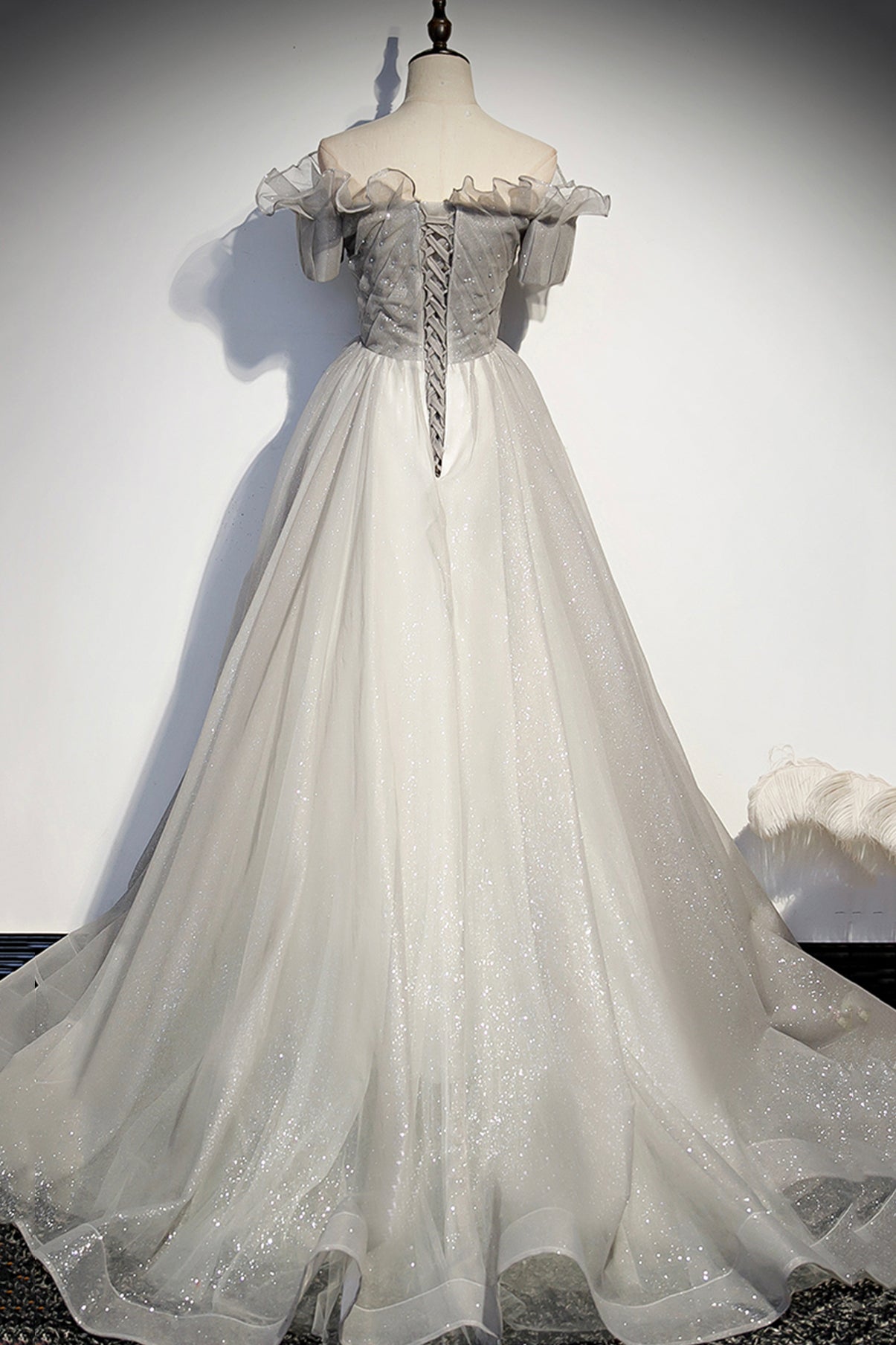 SILVER TULLE LONG BALL GOWN DRESS FORMAL DRESS Prom Dress cg16613