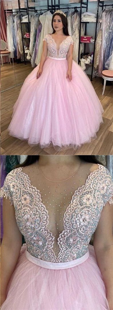 Princess Pink Quinceanera Dress with Cap Sleeves prom dress cg16619