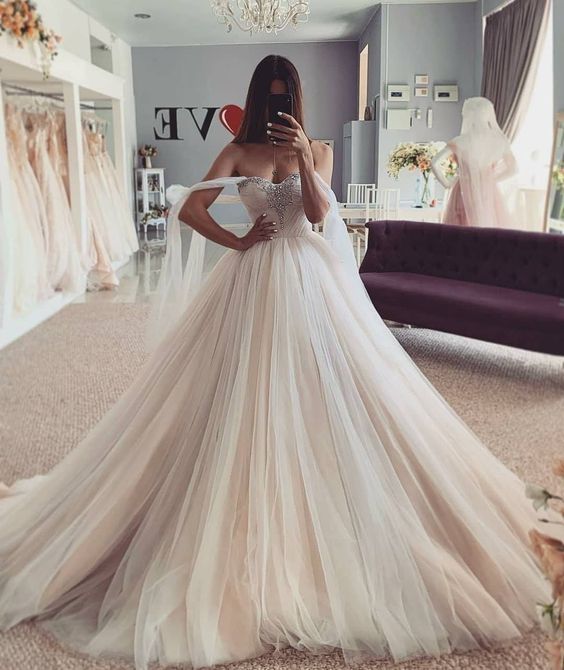 long wedding dresses 2021 sweetheart neck simple cheap Prom Dress cg16630
