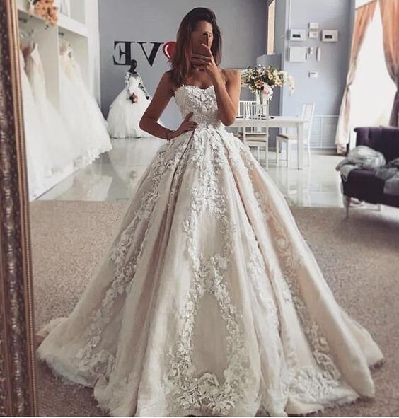 Wunderschönes Ballkleid mit Herzausschnitt und Tüll-Brautkleid mit Applikationen, Ballkleid cg16631