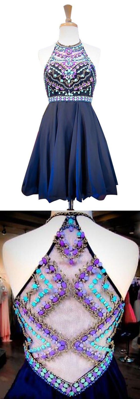 A-Line Navy Homecoming Dress cg16655