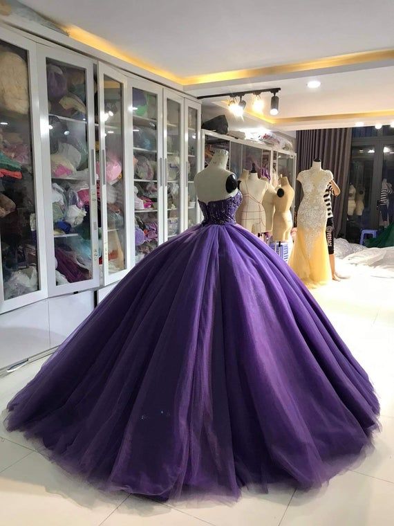 Purple Dress Ball gown Prom Dress Strapless Ball gown cg16685