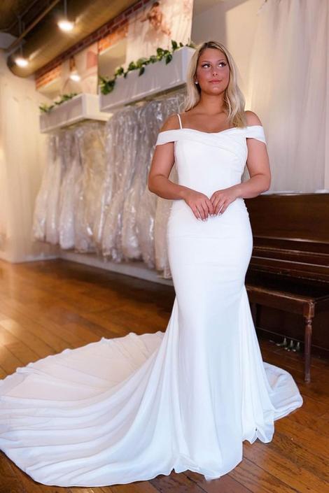 WHITE SATIN MERMAID LONG PROM DRESS WHITE EVENING DRESS cg16703