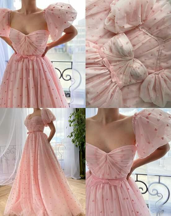 pink cute tulle long prom dress, evneing dress cg16716