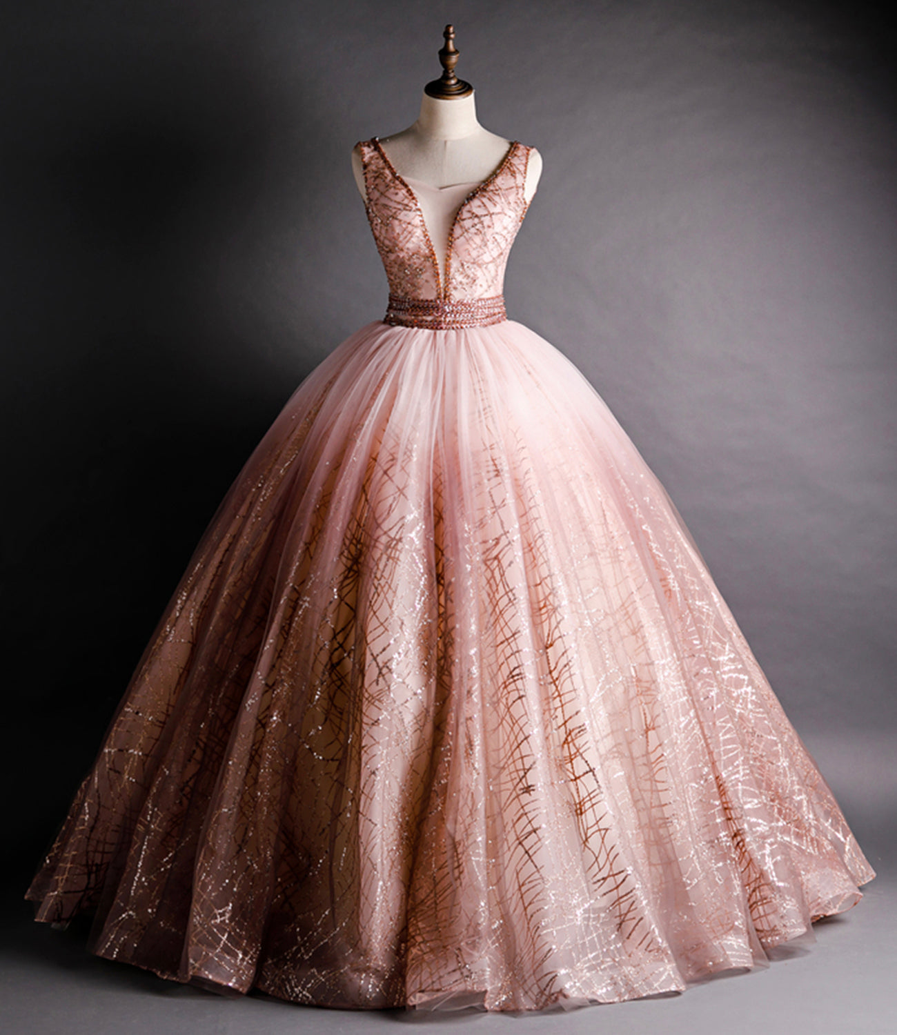 A LINE TULLE SEQUINS LONG BALL GOWN PROM DRESS FORMAL DRESS cg16729