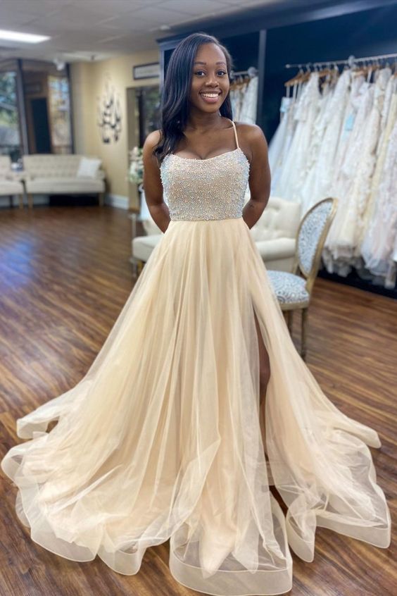 Glitter Long Prom Dress with Slit cg16739