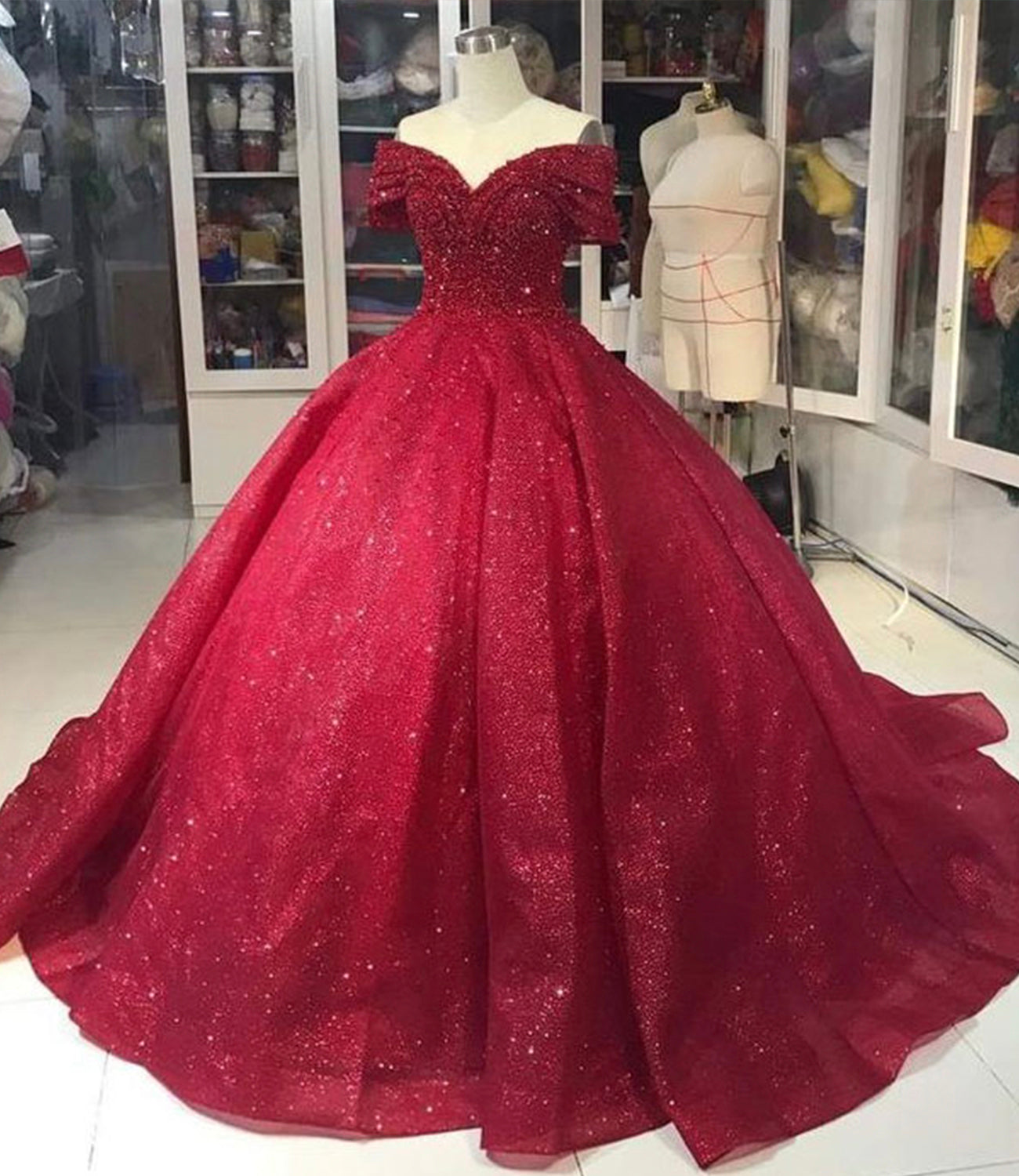 BURGUNDY A LINE LONG BALL GOWN DRESS OFF SHOULDER EVENING PROM DRESS cg16748