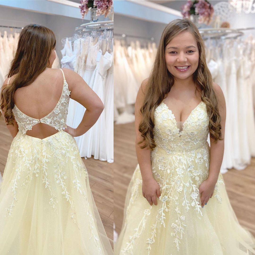 2021 A-line yellow long formal dress princess prom dress cg16779