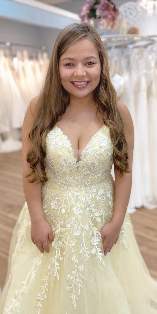 2021 A-line yellow long formal dress princess prom dress cg16779
