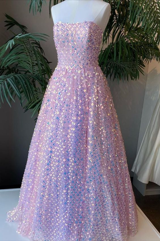 strapless lilac A-line long formal dress prom dress prom dress cg16780