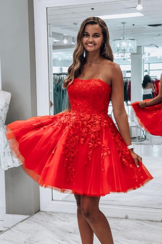 princess red lace appliqued short party dress for homecoming or sweet classygown princess red lace appliqued short party dress for homecoming or sweet classygown