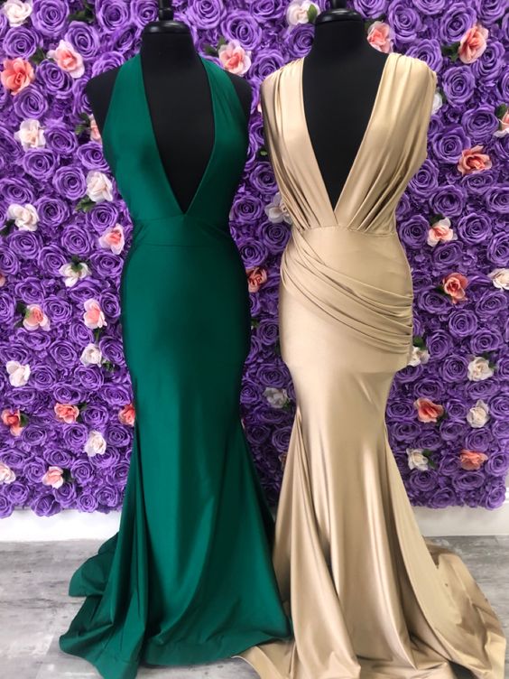 Sexy Low V Cut Bridesmaids Dress Prom Party Dresses cg16858