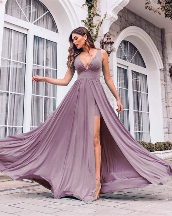 einfache Ballkleider Dusty Mauve Brautjungfernkleider cg16911