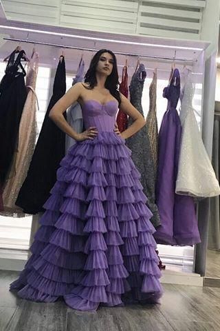 Sleeveless Prom Dress, Tiered Prom Dress, Princess Prom Dress cg16933