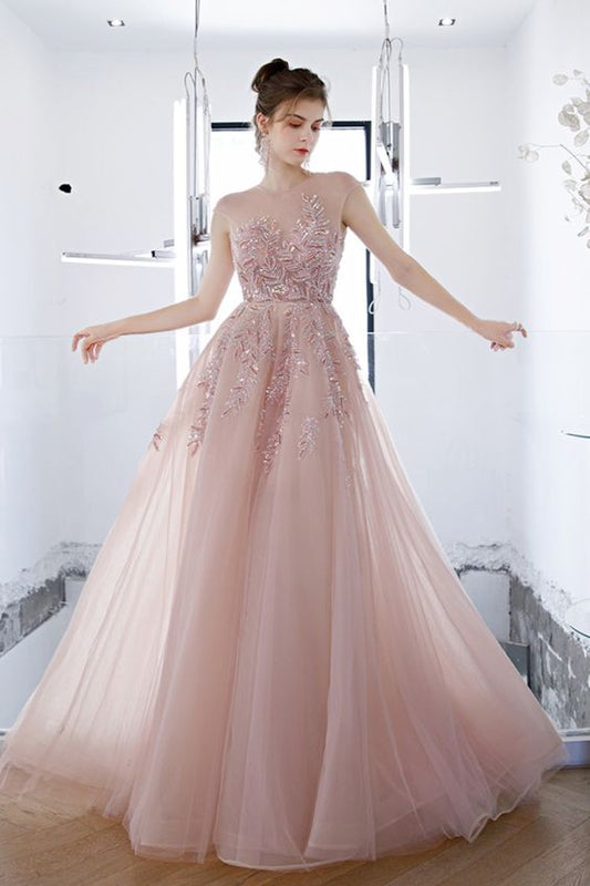 2021 rosa langes Ballkleid Abendkleid cg16970