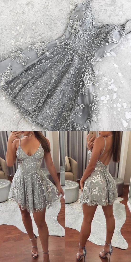 Charmantes Spitzenkleid, Sexy Kurzes Kleid, Spaghettiträgerkleider, Günstiges Homecoming-Kleid cg17
