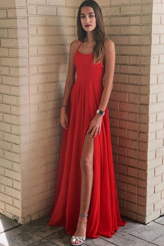 A-Line Long Red Prom Dresses Formal Evening Gowns cg17115
