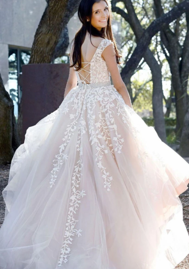 Champagne tulle lace long prom dress champagne evening dress cg17127 Champagne tulle lace long prom dress champagne evening dress cg17127