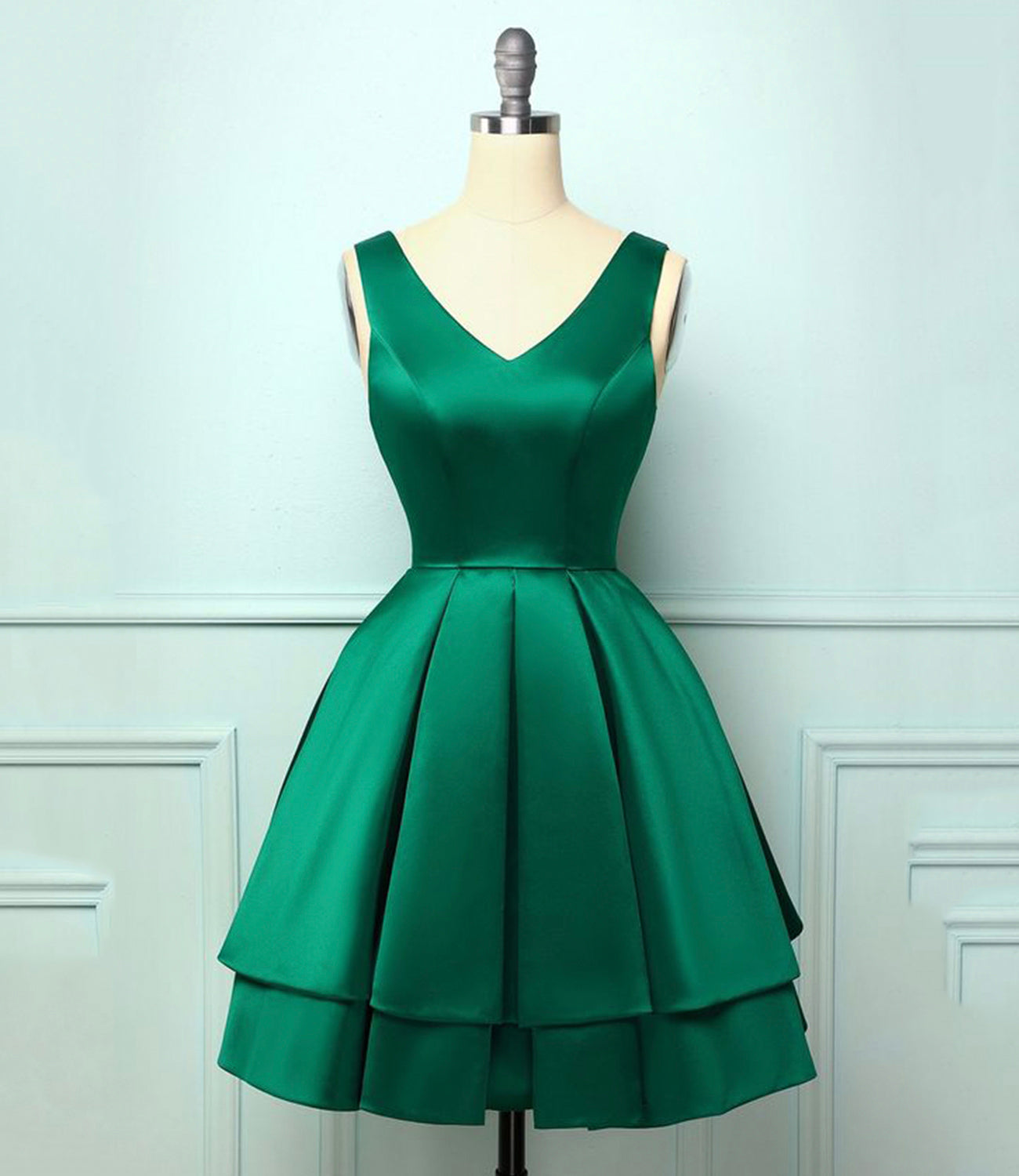 GREEN SATIN SHORT' HOMECOMING DRESS cg17129