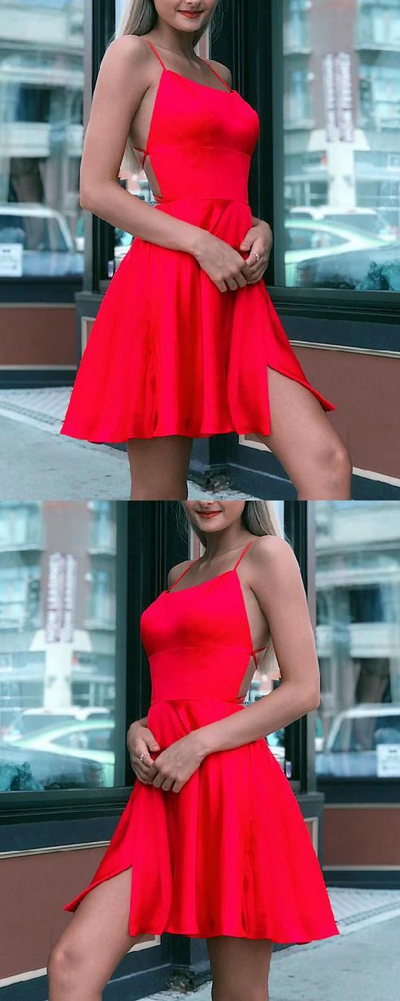 2019 Kurzes A-Linien-Cocktailkleid mit gekreuztem Rücken aus Satin, cg1715