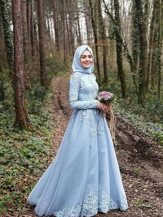 A-line High Neck Floor-length Long Sleeve Tulle Prom Dress/Evening Dress cg17159