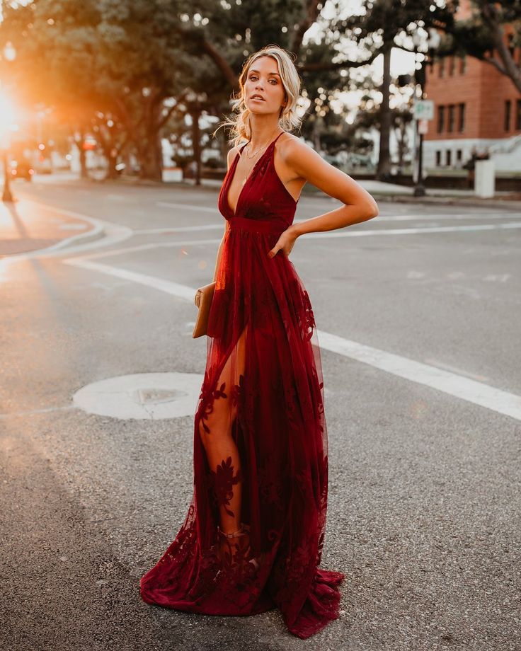 Burgundy Cheap Prom Dresses,Lace Spaghetti Straps V-Neck Prom Gown Long cg17220
