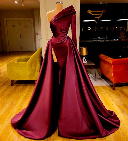 A line burgundy long prom dress Evening Dress cg17264
