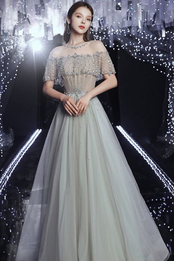 Grey Evening Dress evening prom dress cg17324