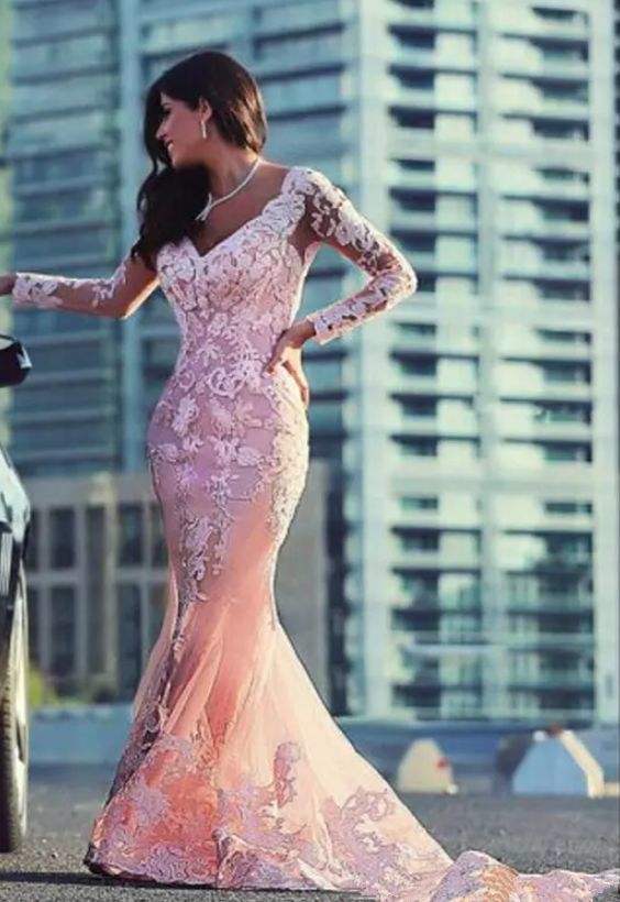 Gorgeous Mermaid Prom Dress Deep V Neck Lace Appliques cg17338 classygown Gorgeous Mermaid Prom Dress Deep V Neck Lace Appliques cg17338 classygown