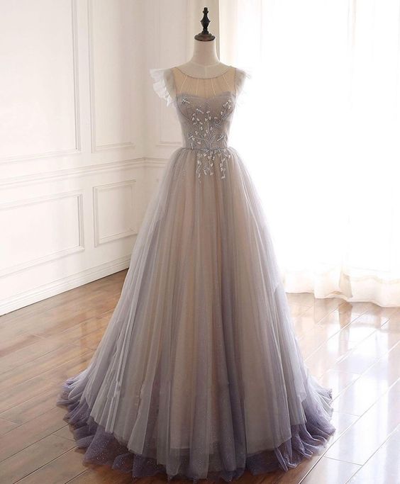A line long tulle Prom Dresses cg17359