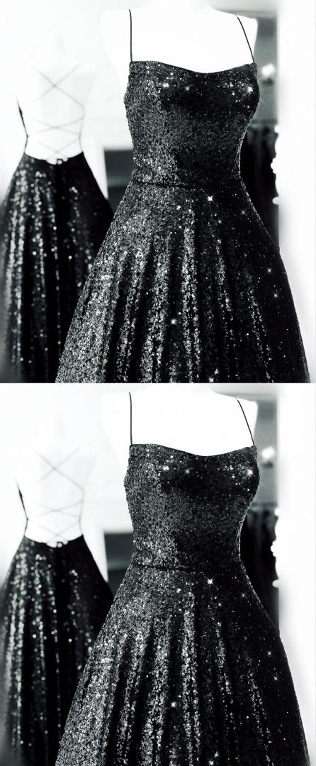 Stunning black sequins prom dresses cross back ball gown for women cg12376