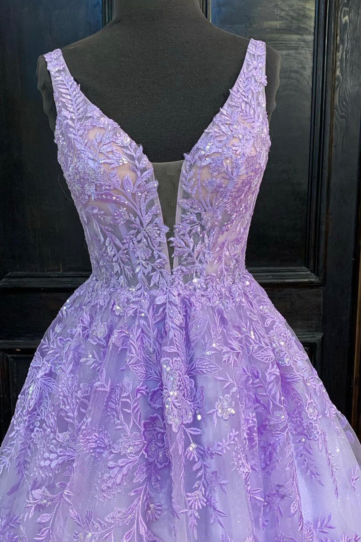 PURPLE LACE LONG A LINE PROM DRESS EVENING DRESS cg17446