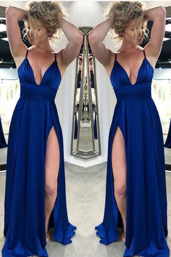 A-Line V-Neck Long Prom Dresses Formal Evening Gowns cg17489