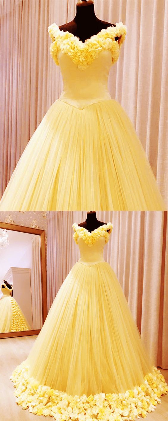 Yellow sweet 15 on sale dresses