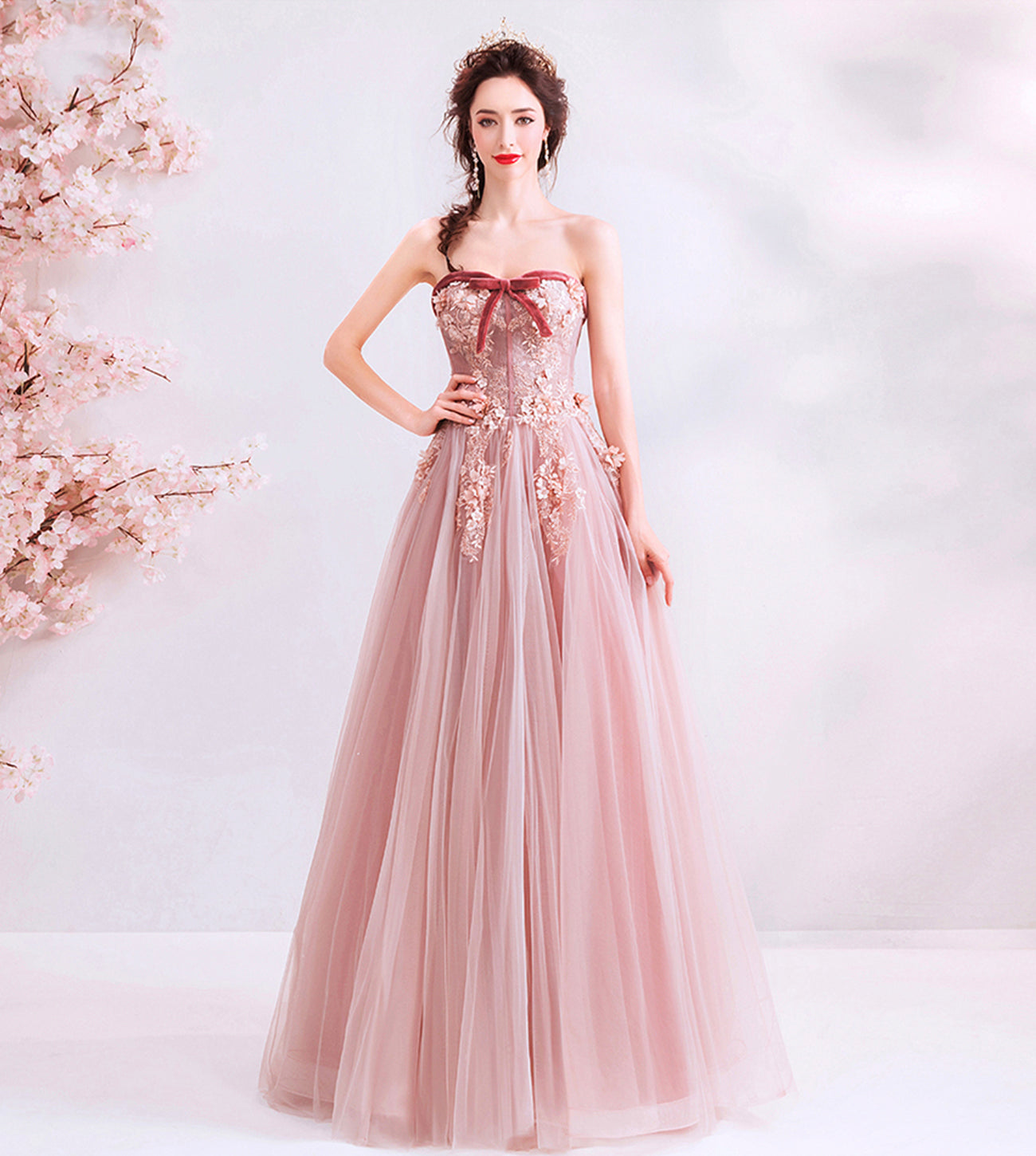 CUTE TULLE LACE LONG A LINE PROM DRESS EVENING DRESS cg17507