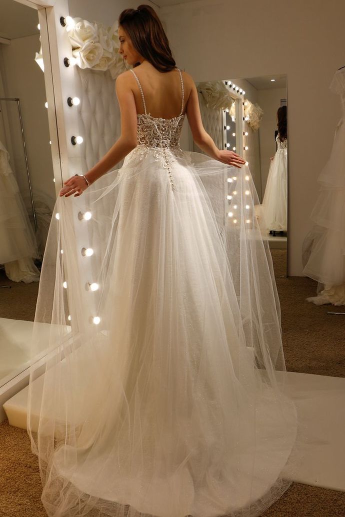 Deep Plunge V Neck Lace Corset Prom Dress cg17529