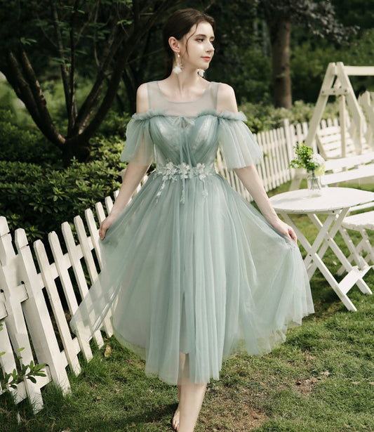 Süßes kurzes Ballkleid aus Spitze, A-Linie, Partykleid, cg17755