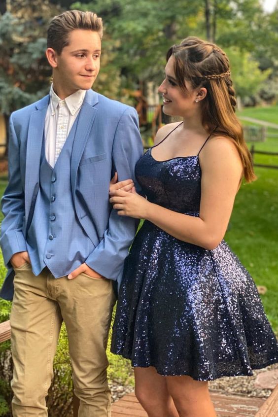 Navy Blue Homecoming Dress cg17759