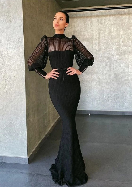 black long Evening prom Dress cg17783