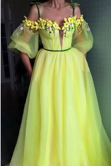 A-Linie GELB Langes Ballkleid Brautkleid cg17785