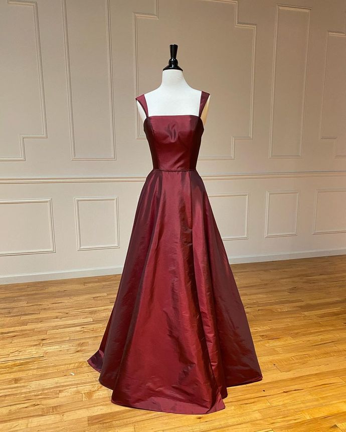 Burgundy A-line Long Prom Dress cg17851