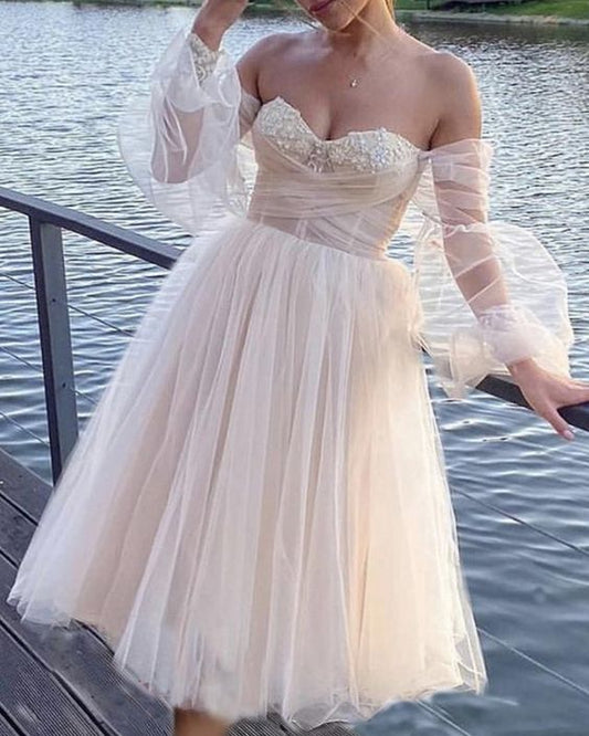 Boho Brautkleider Teelanges Ballkleid cg17881