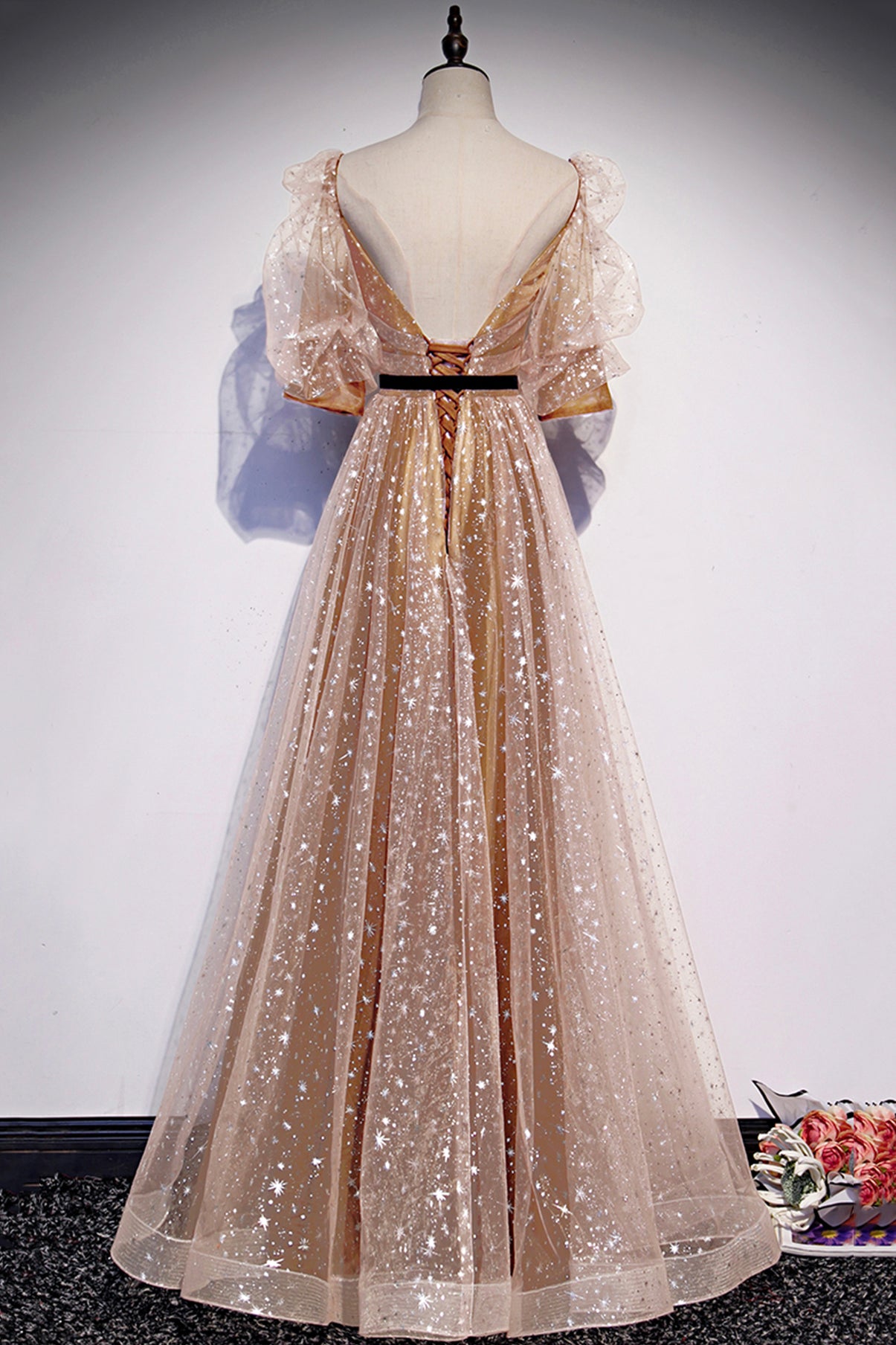 CUTE TULLE LONG A LINE PROM DRESS EVENING DRESS cg17896