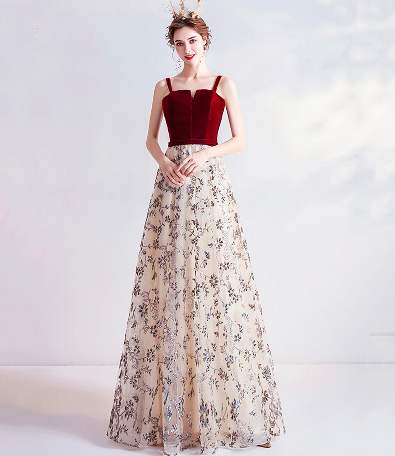 SHINY TULLE SEQUINS LONG PROM DRESS EVENING DRESS cg17898