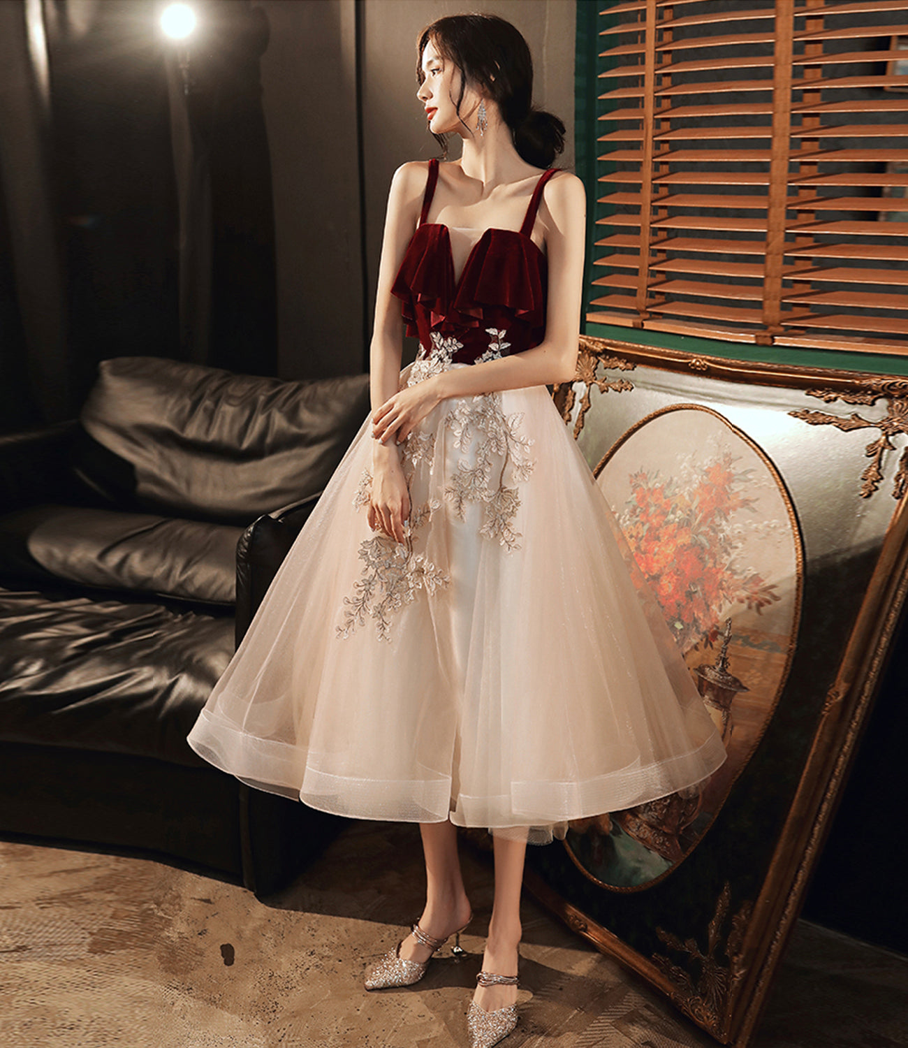 CUTE LACE SHORT A LINE HOMECOMING DRESS cg17903